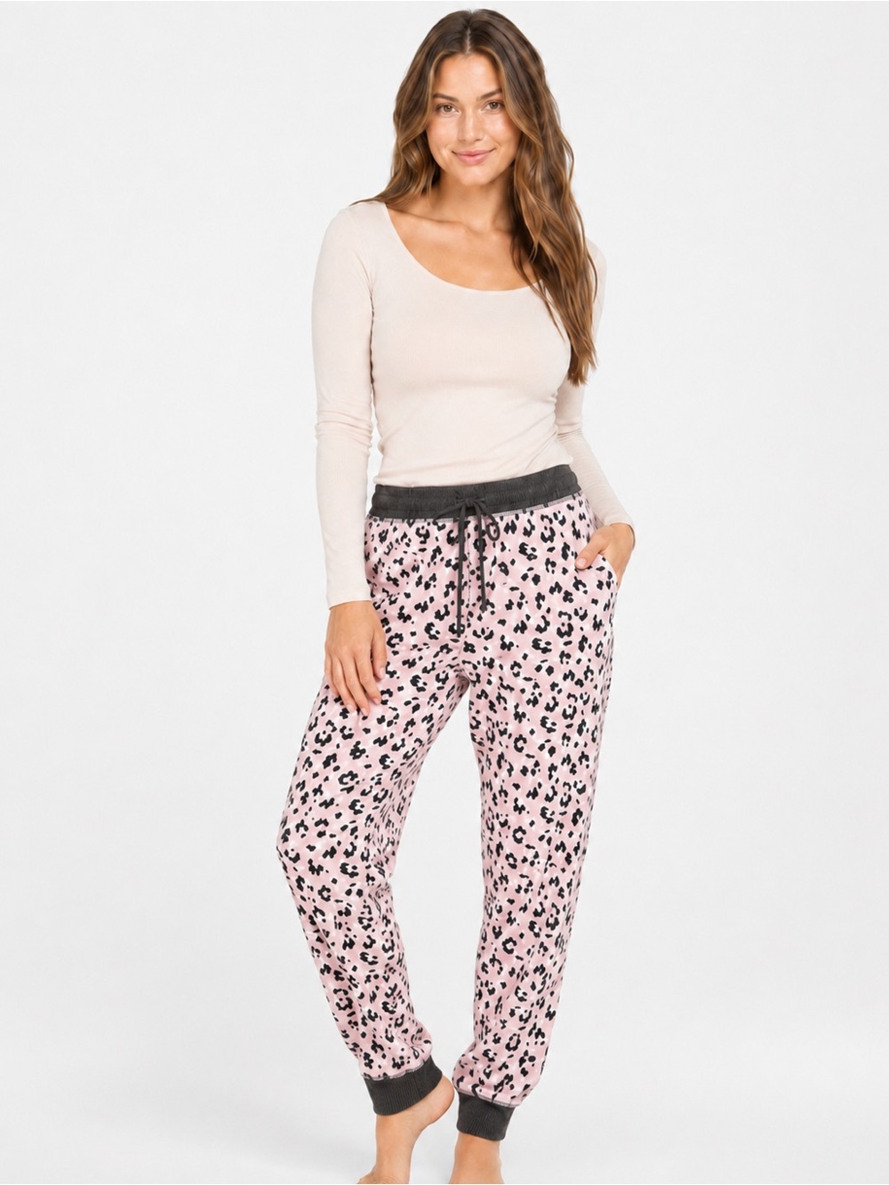 Live Love Lounge Karen Neuburger Pink Leopard Jogger lounge pants  Size M
